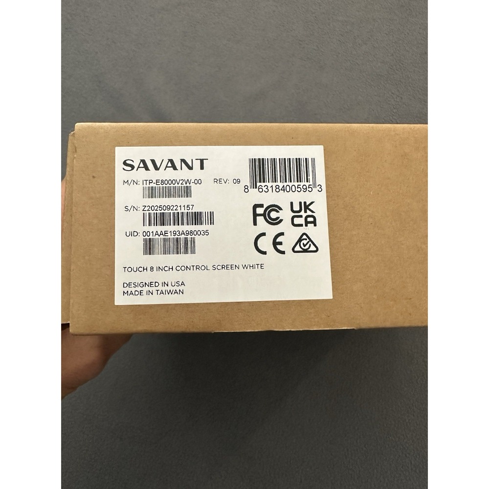Savant Touch Screen 8 Inch Control Screen - White - ITP-E8000V2W
